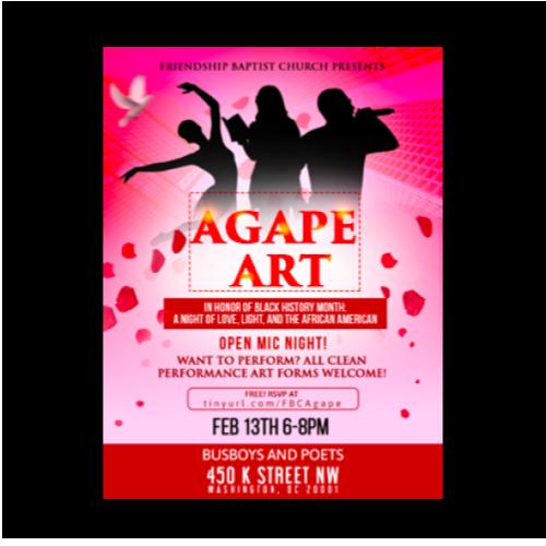 Friendship Baptist Church Presents:  AGAPE a Night of Poetry and Art
