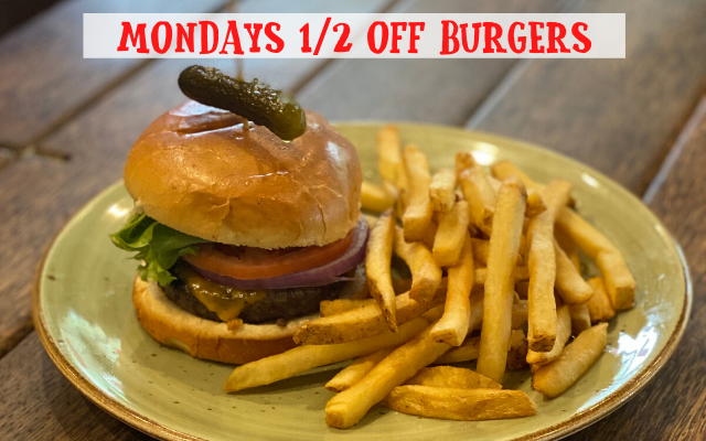 MONDAYS 1 2 OFF BURGERS