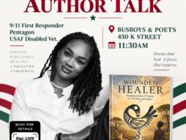 Veterans Day book launch and author talk with Dr. Evandra Catherine at Busboys and Poets, 450 K Street, 11:30 AM.